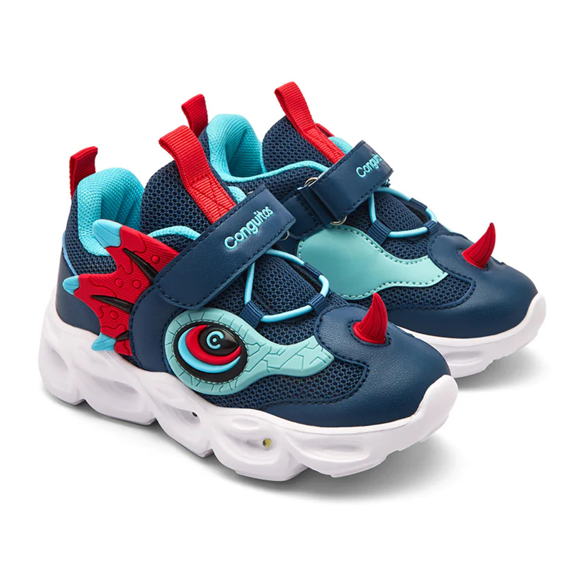 Sneakers luminose per bambini con stampa di dinosauri