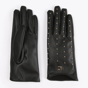 Guanto effetto pelle con borchie