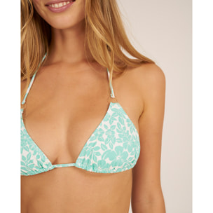 Top de bikini triángulo cortina con estampado de flores