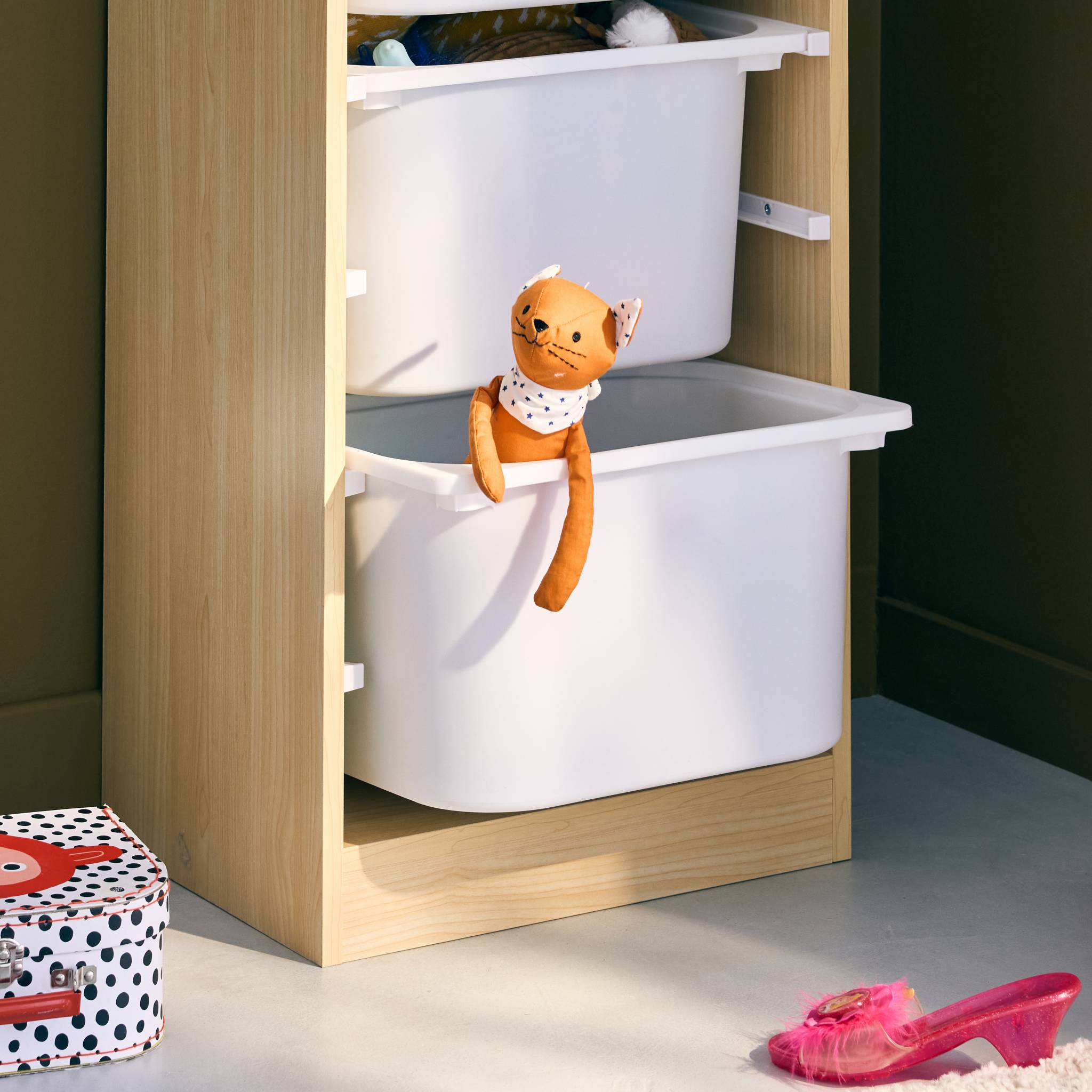 Meuble de rangement naturel enfant 4 bacs de rangement