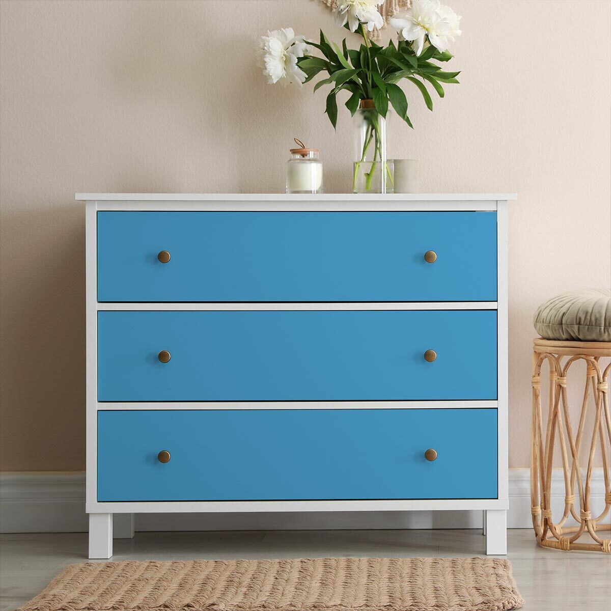 Rouleau adhésif décoratif Vinyle au Mètre - Bleu glace - Sticker Lavable Imperméable Mur Cuisine Meubles