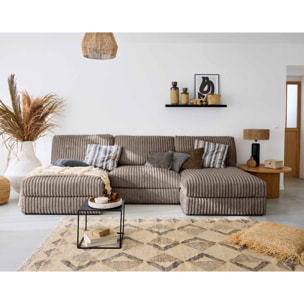 Jasper - module méridienne - en fausse fourrure côtelée - Taupe