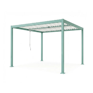 Pergola bioclimatique structure aluminium vert lames orientables 3x3m MILL