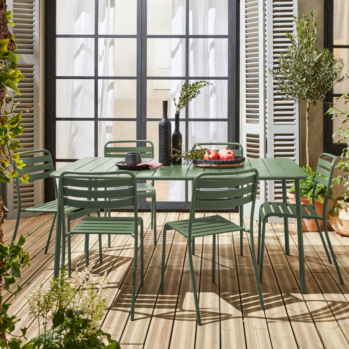 Table de jardin métal + 6 assises ver Amélia
