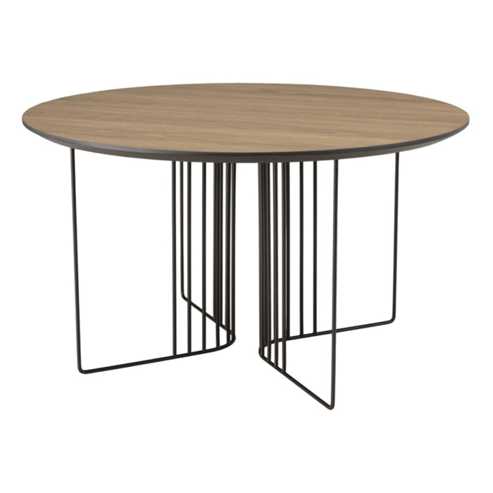 JULIA - Table basse biseautée 70x70cm mocha pieds graphiques métal noir