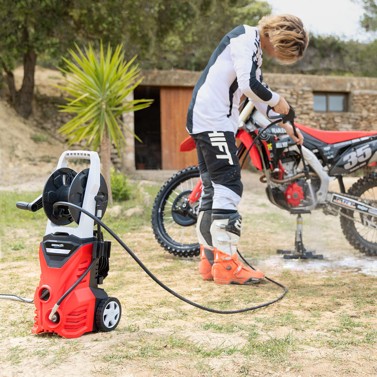 Hidrolimpiadora eléctrica alta presión, potencia 1400W - Greencut JET140C-4