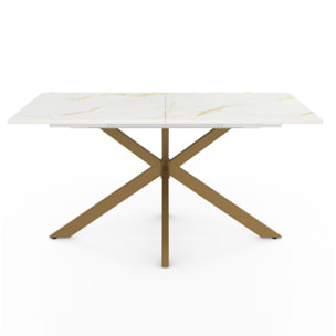 Table à manger extensible Spider 160-200cm effet marbre et doré