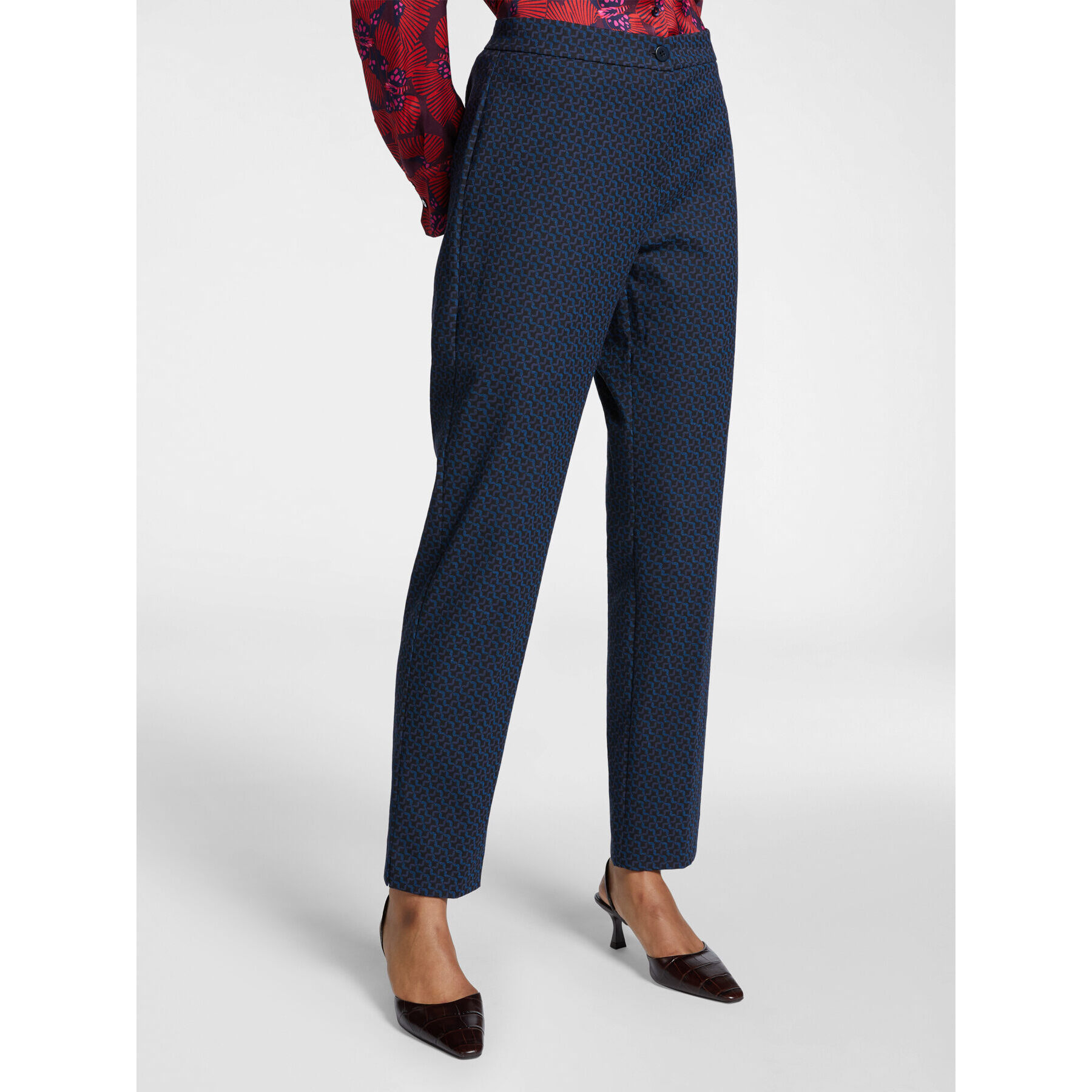 Elena Mirò - Pantalones rectos estampados - Azul