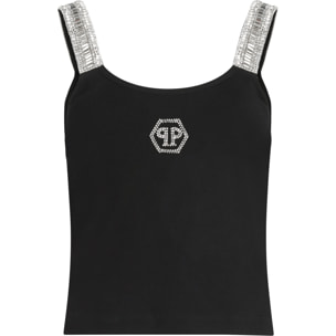 PHILIPP PLEIN Rib Tank Top Strass Hexagon