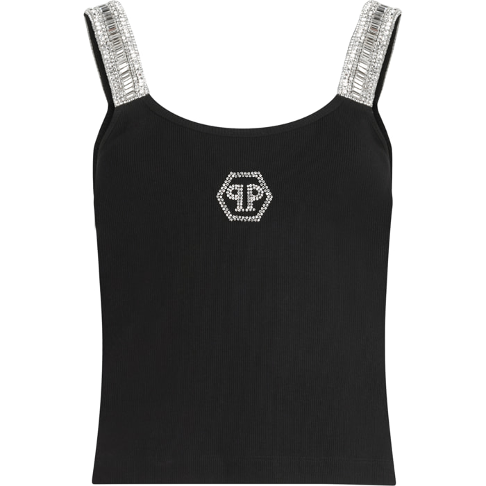 PHILIPP PLEIN Rib Tank Top Strass Hexagon