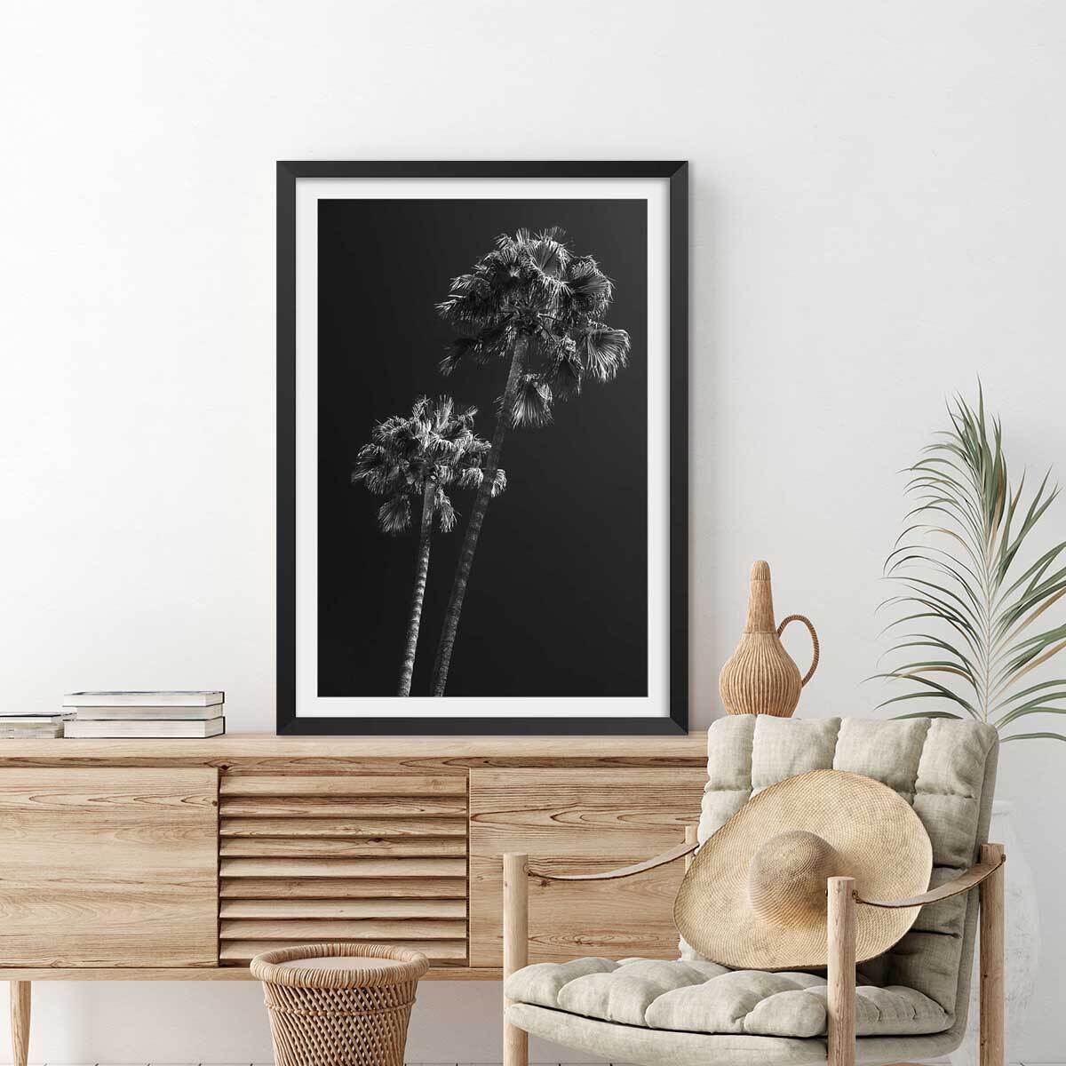 Affiche paysage Ambiance Californie Affiche + cadre en bois - Noir