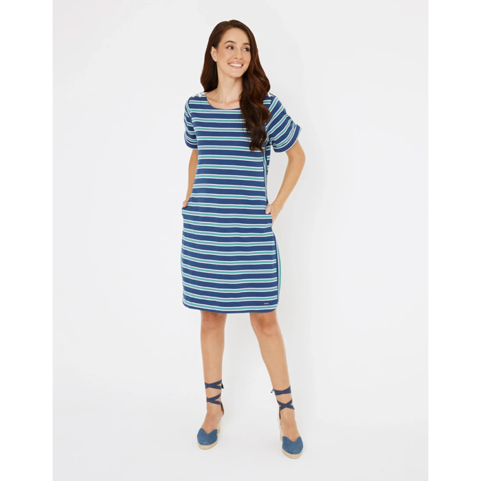 Vestido Corto Rayas Azul - Marini