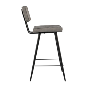 Lot de 2 chaises pour îlot central 66 cm en cuir synthétique gris - Texas