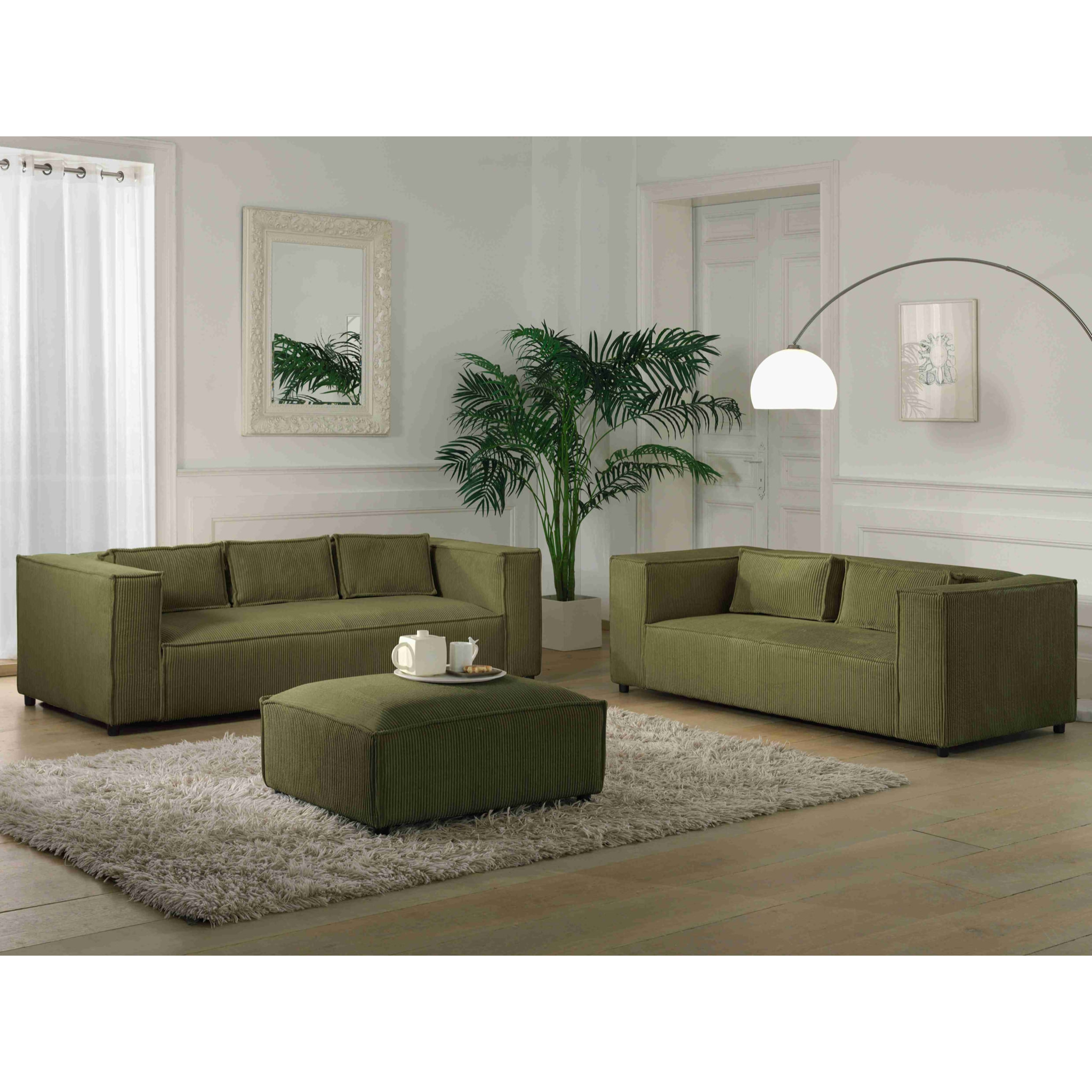 Stella - pouf en velours côtelé - style contemporain - Vert