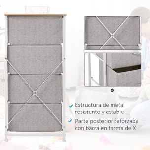 Cajonera Organizador con 4 Cajones 45x30x92cm Multicolor