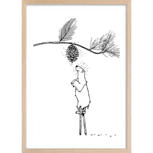 Poster ours landais Affiche + cadre en bois - Chêne