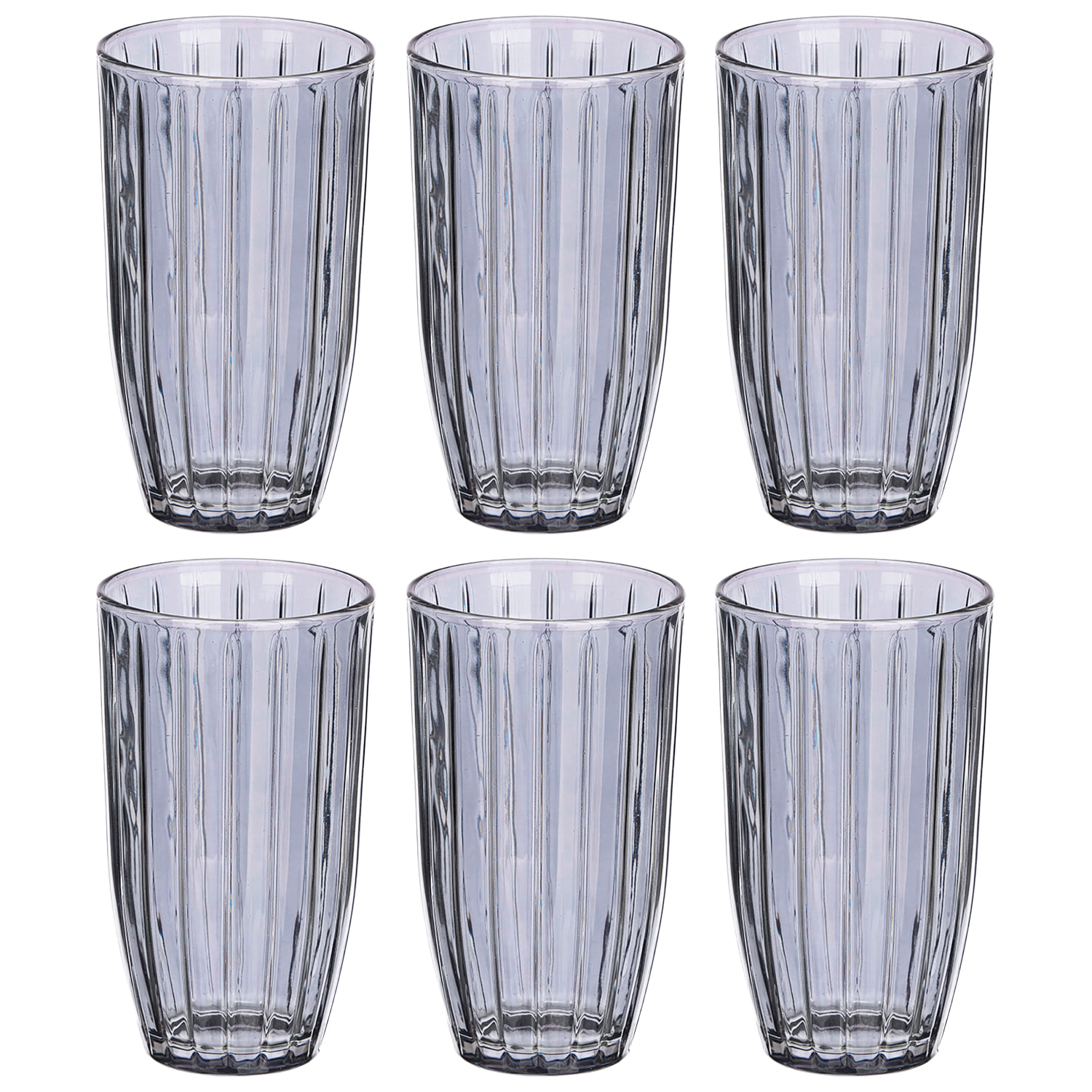 Pack 6 vasos alto rayas 440ml humo
