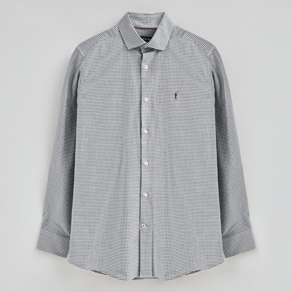 Camisa azul marina de corte slim y cuadros vichy con logo Rigby Go