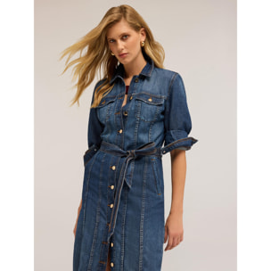 Motivi - Vestito chemisier in denim misto tencel - Blu