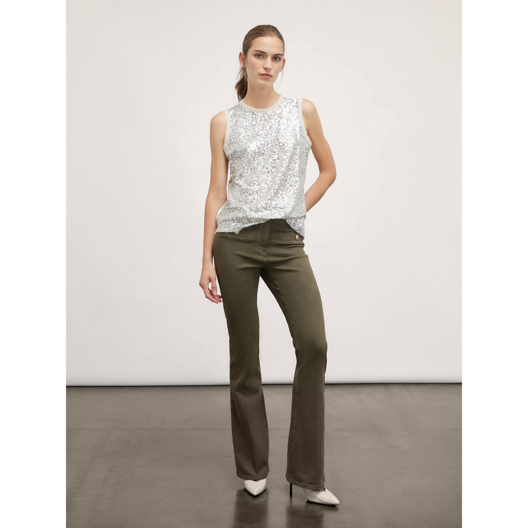 Motivi - Pantaloni flare con tasche - Verde