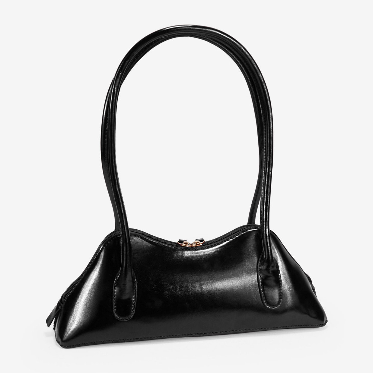 Bolso de hombro negro con cremallera