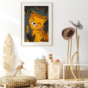 Affiche enfant petit léo  Affiche + cadre en bois - Chêne