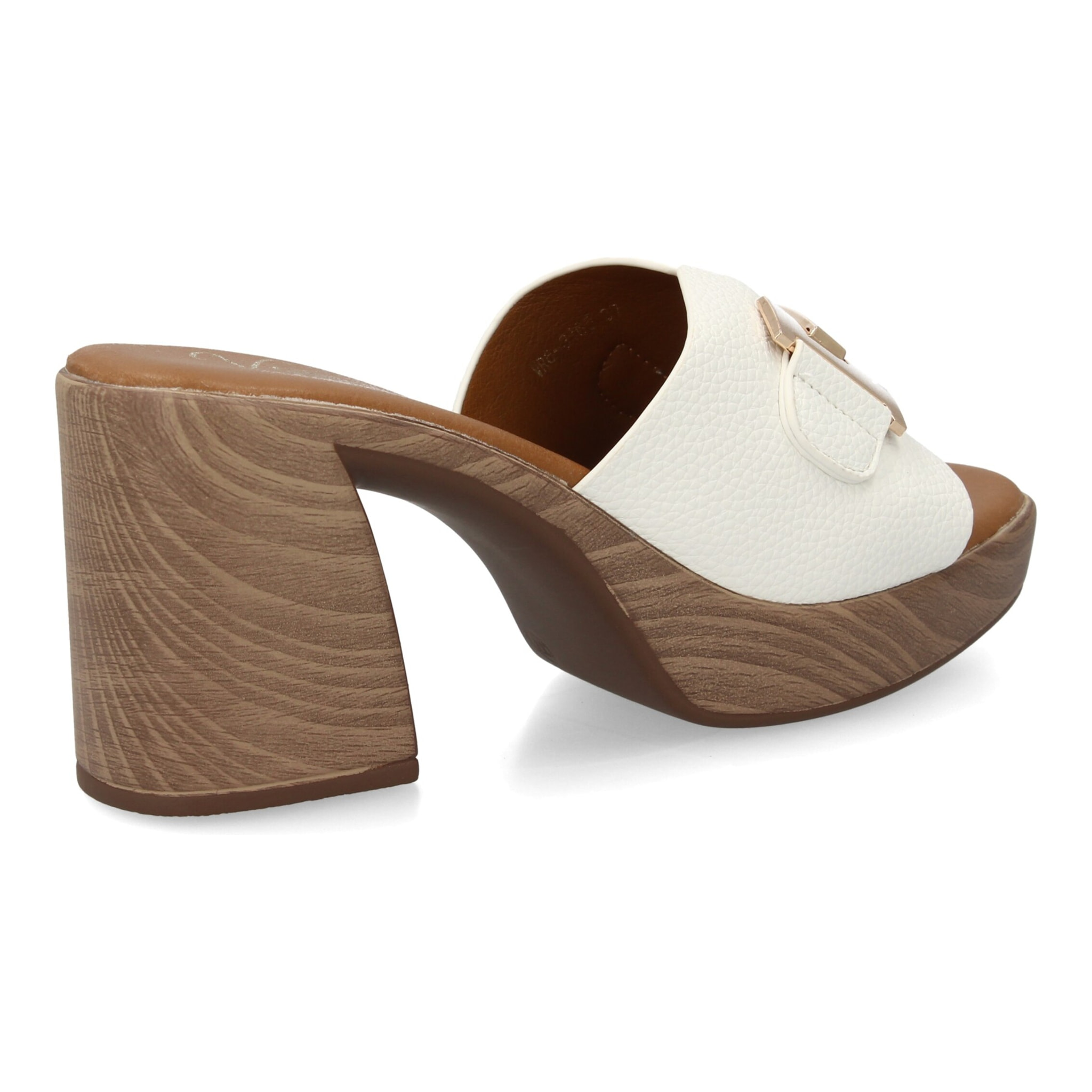 Sandalia tacón mujer con adorno metálico en la pala