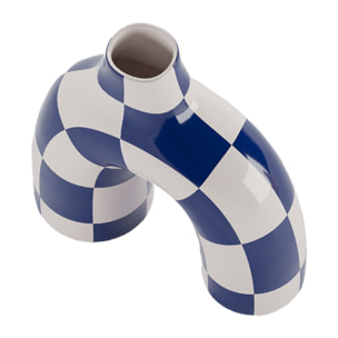 Phoenix - Vase art moderne à damier bleu marine