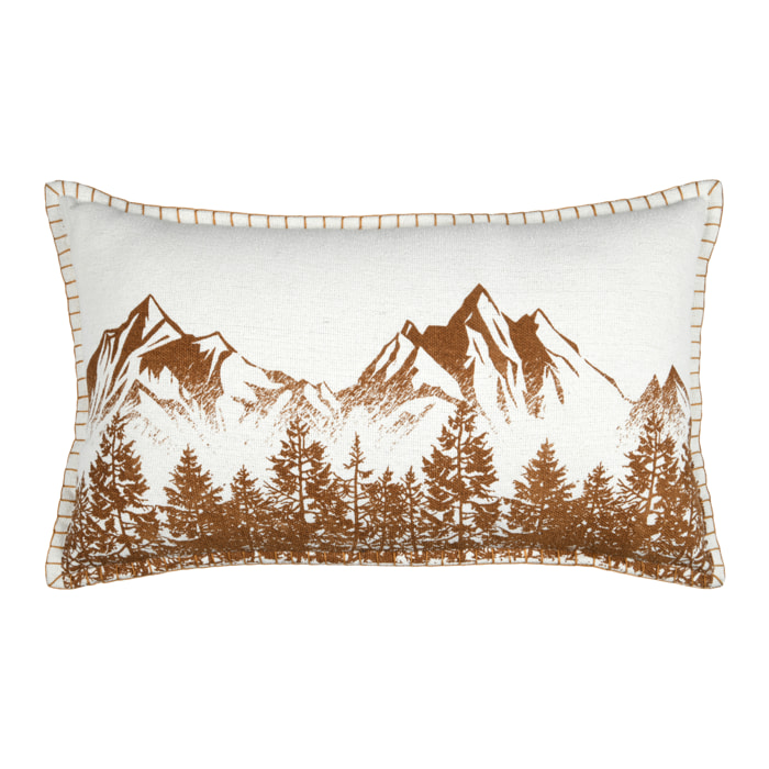 Coussin décoratif en coton montagne et forêt - Marron Clair
