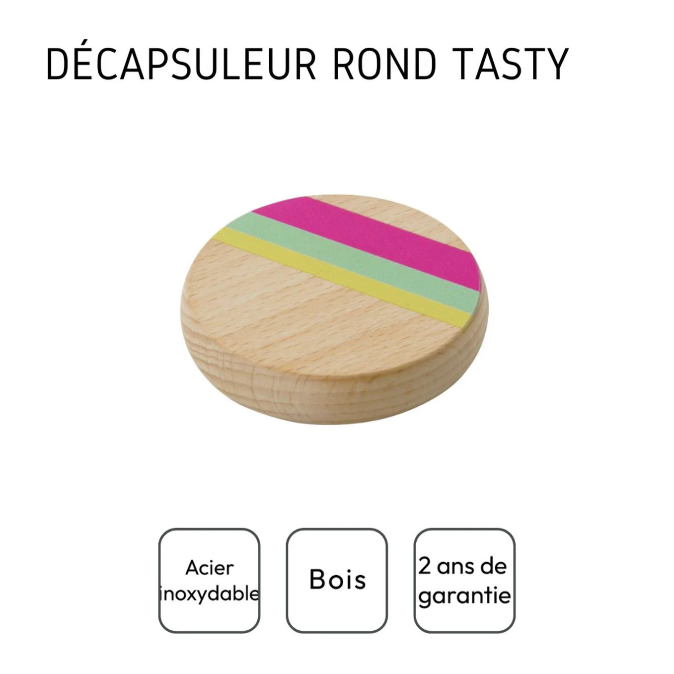 Décapsuleur rond en bois 6 cm Tasty Green