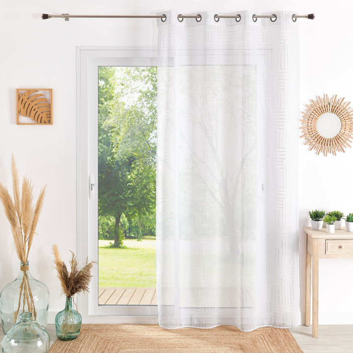 Voilage motif géométrique brodé - Blanc