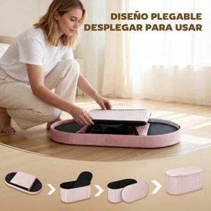 Puff Almacenaje, Banco Almacenaje Plegable, 72 L, 76x38x35 cm, Tapizado en Terciopelo, Baúl de Almacenamiento, Carga 120 kg, Taburete para Sala de Estar, Dormitorio, Entrada, Rosa