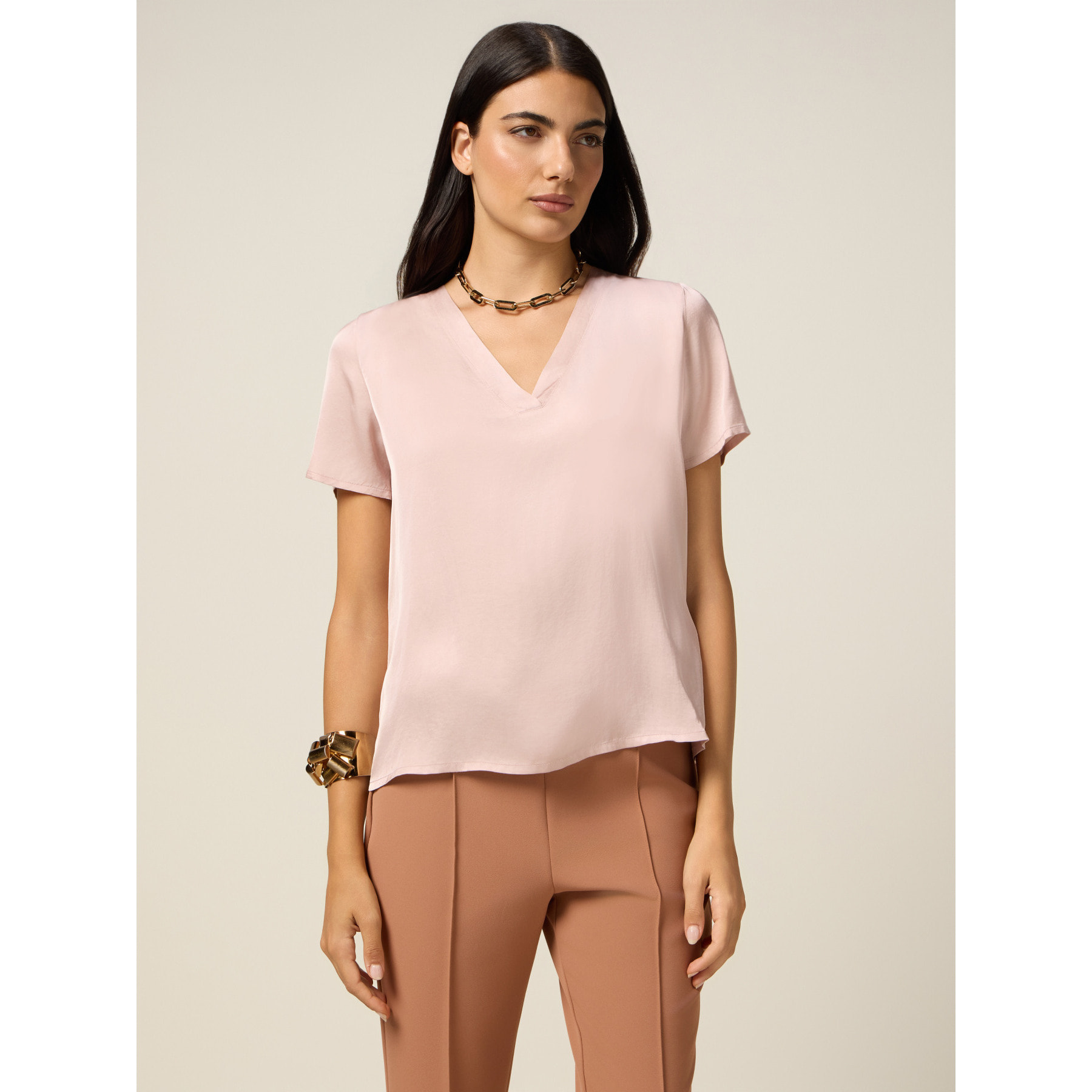 Oltre - Blusa in raso di viscosa - Rosa