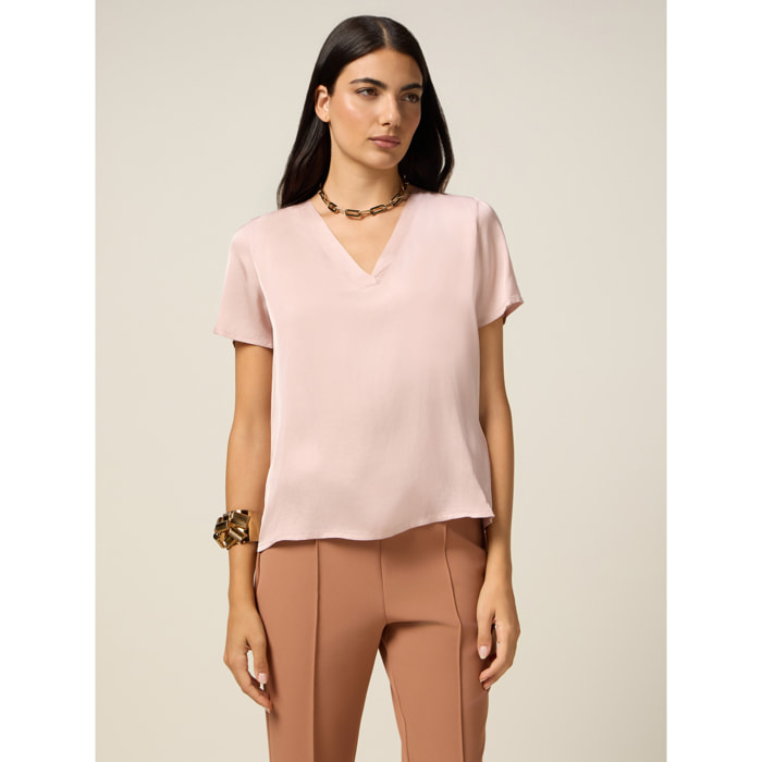 Oltre - Blusa in raso di viscosa - Rosa