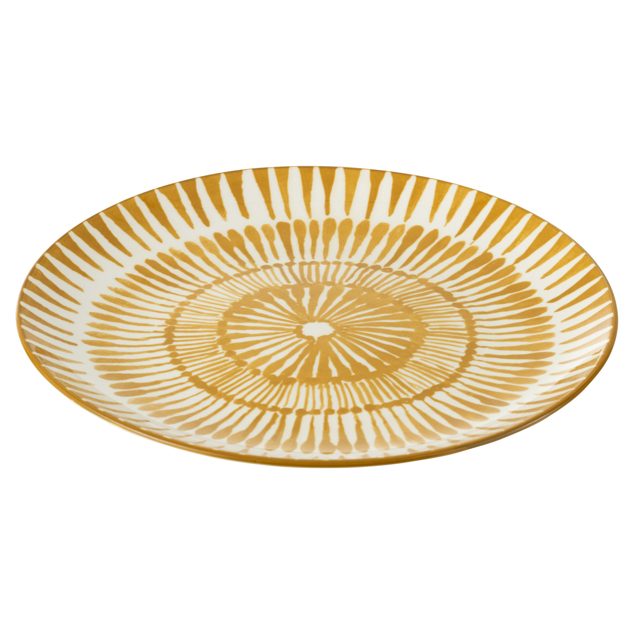 J-Line Assiette Jam Porcelaine Blanc/Ocre