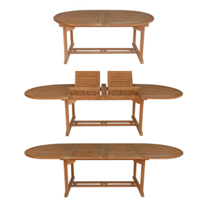Salon de jardin en teck massif LOMBOK - table ovale extensible - 10 places