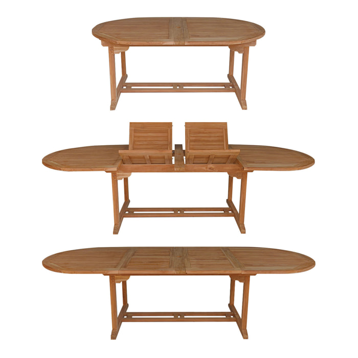 Salon de jardin en teck massif LOMBOK - table ovale extensible - 10 places