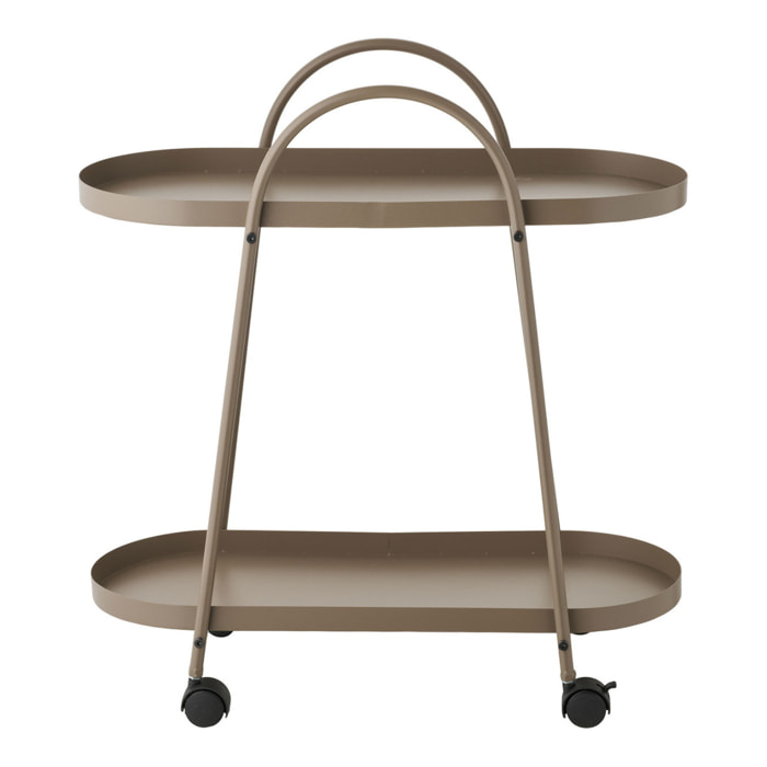 Carrello bar Empoli in acciaio marrone sabbia con 2 ripiani 27,5x60x64 cm