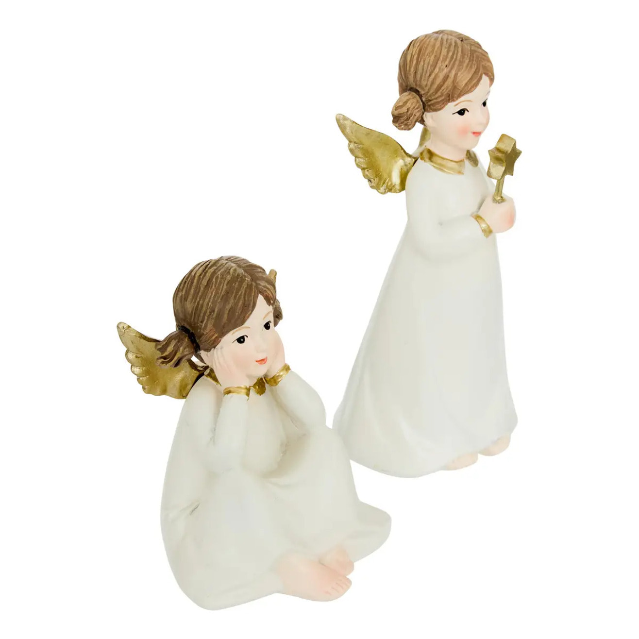 Anges de Noël enfants en résine H. 13 cm