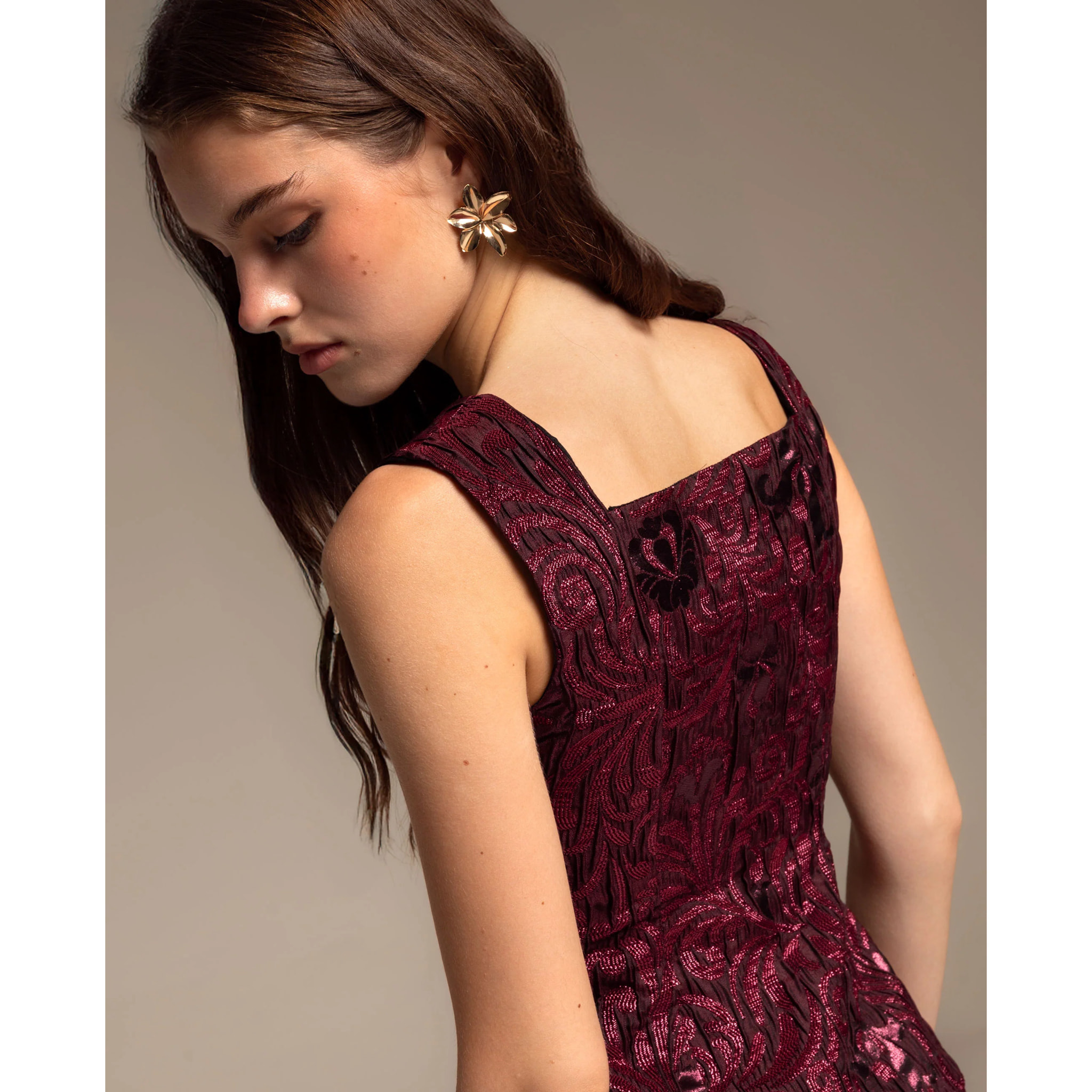 Top estilo corpiño de tirantes con brocado de mujer