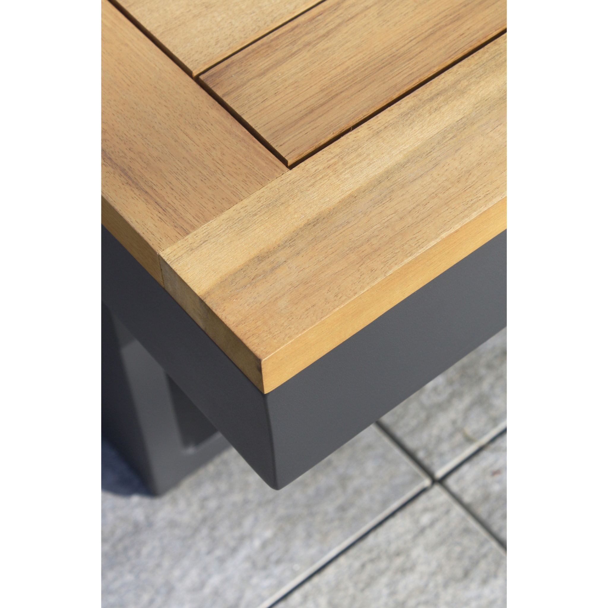 TOKYO - Salon de jardin 4 places en bois d'acacia et aluminium anthracite