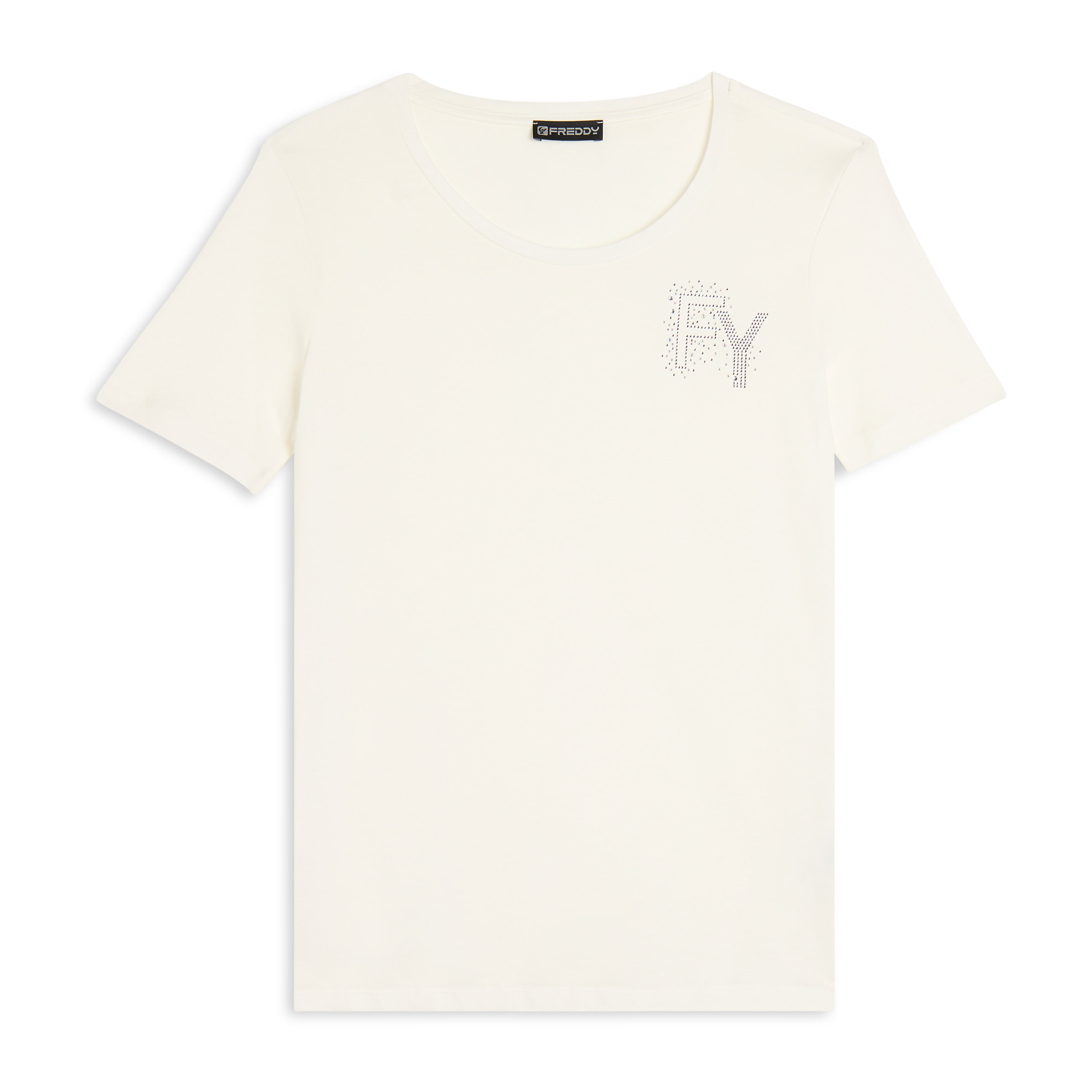 T-Shirt in jersey modal con Logo FY e Dettagli in Strass