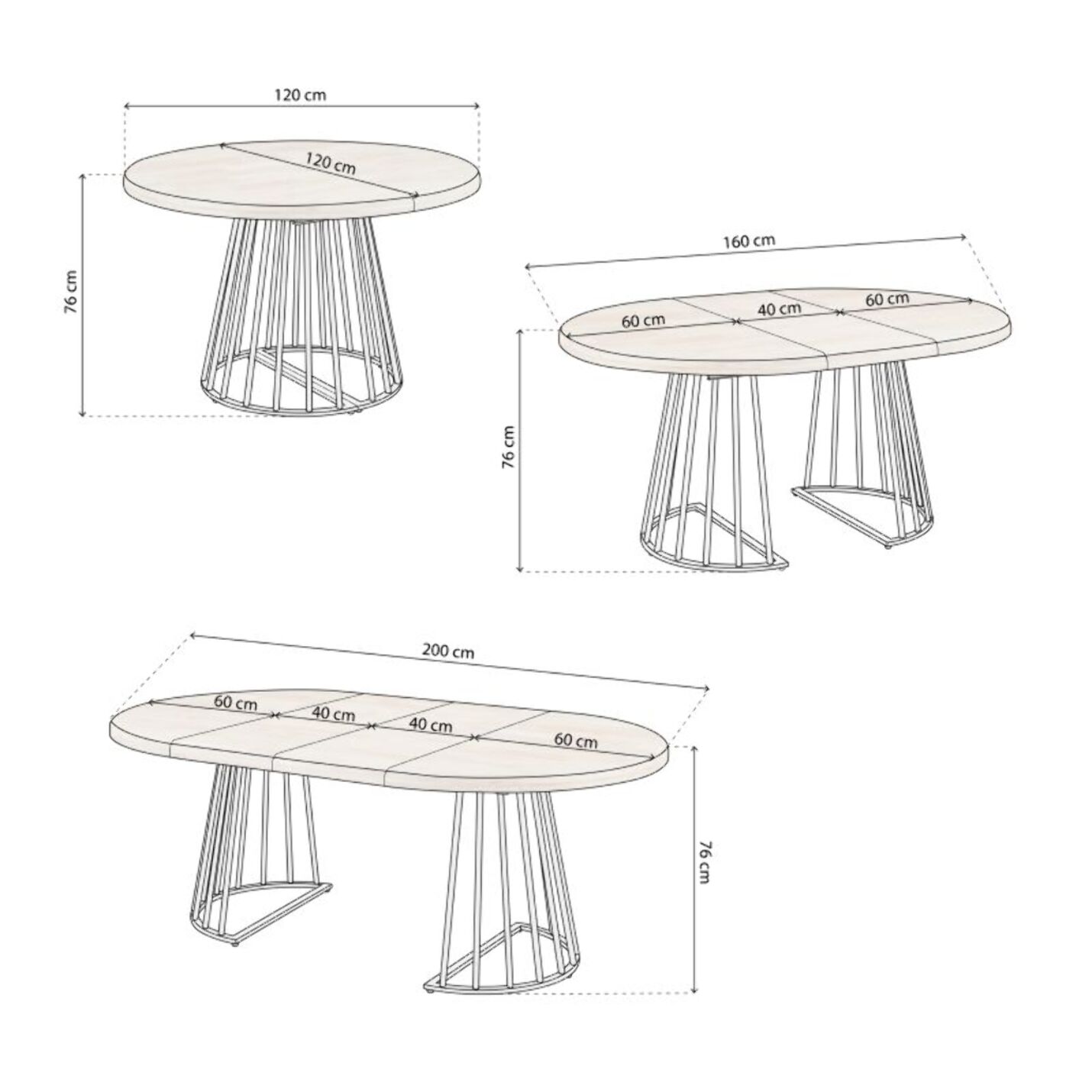 Mesa redonda extensible Meztil Blanco - Roble