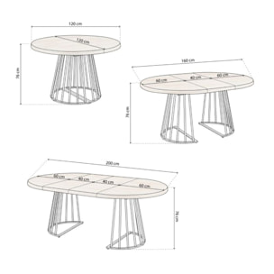 Mesa redonda extensible Meztil Blanco - Roble