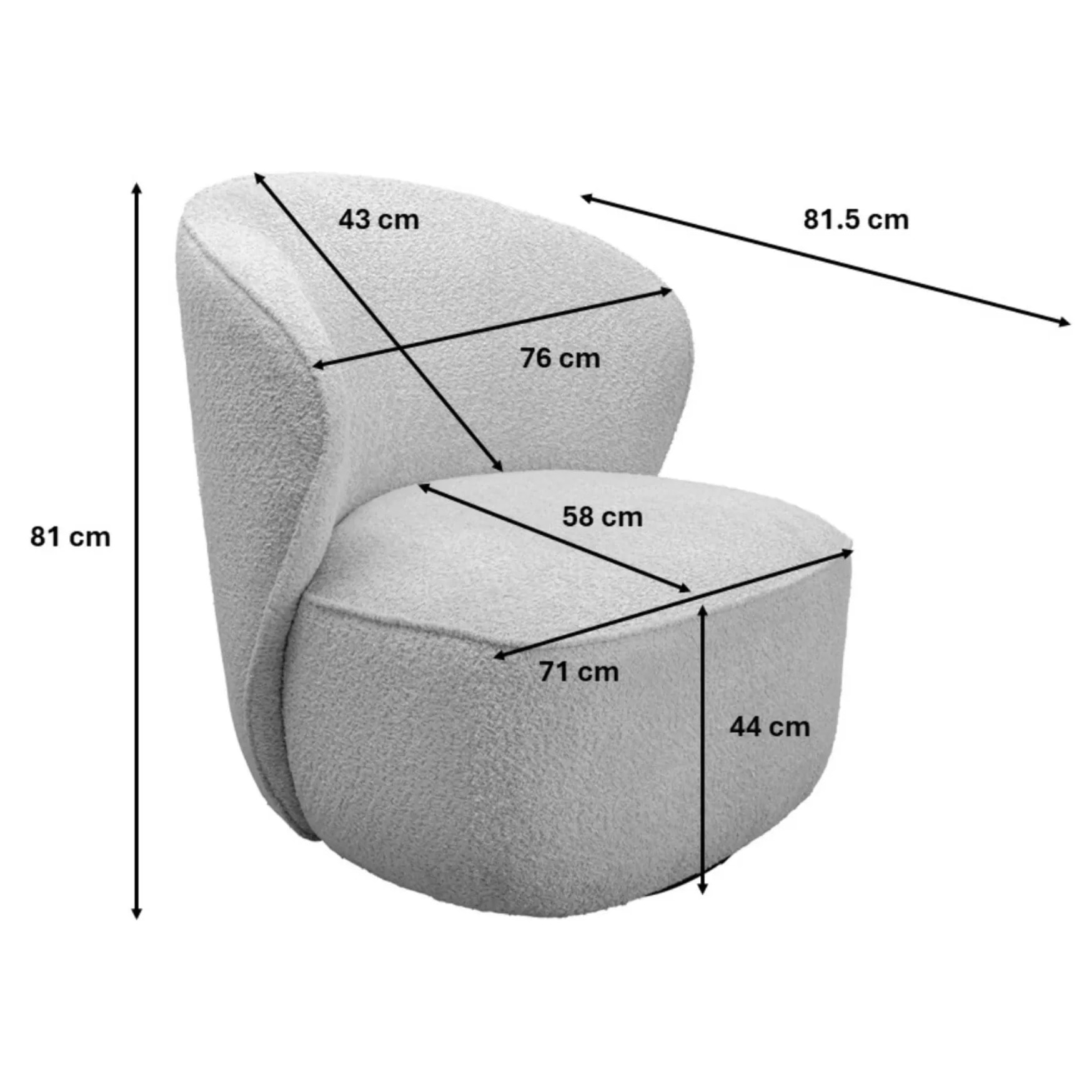 Fauteuil pivotant Ellie gris Kare Design