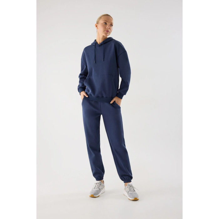 Conjunto de chándal deportivo afelpado sudadera con capucha y jogger azul marino