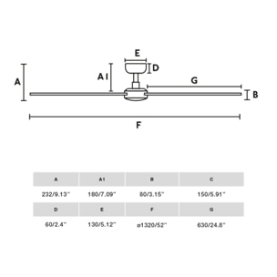 RUDDER L 4 Ventilador de techo blanco/fresno