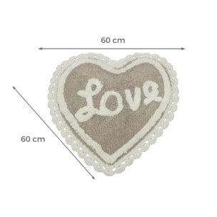 Tappeto Bagno A Forma Di Cuore Love Con Lace Grigio Bianco