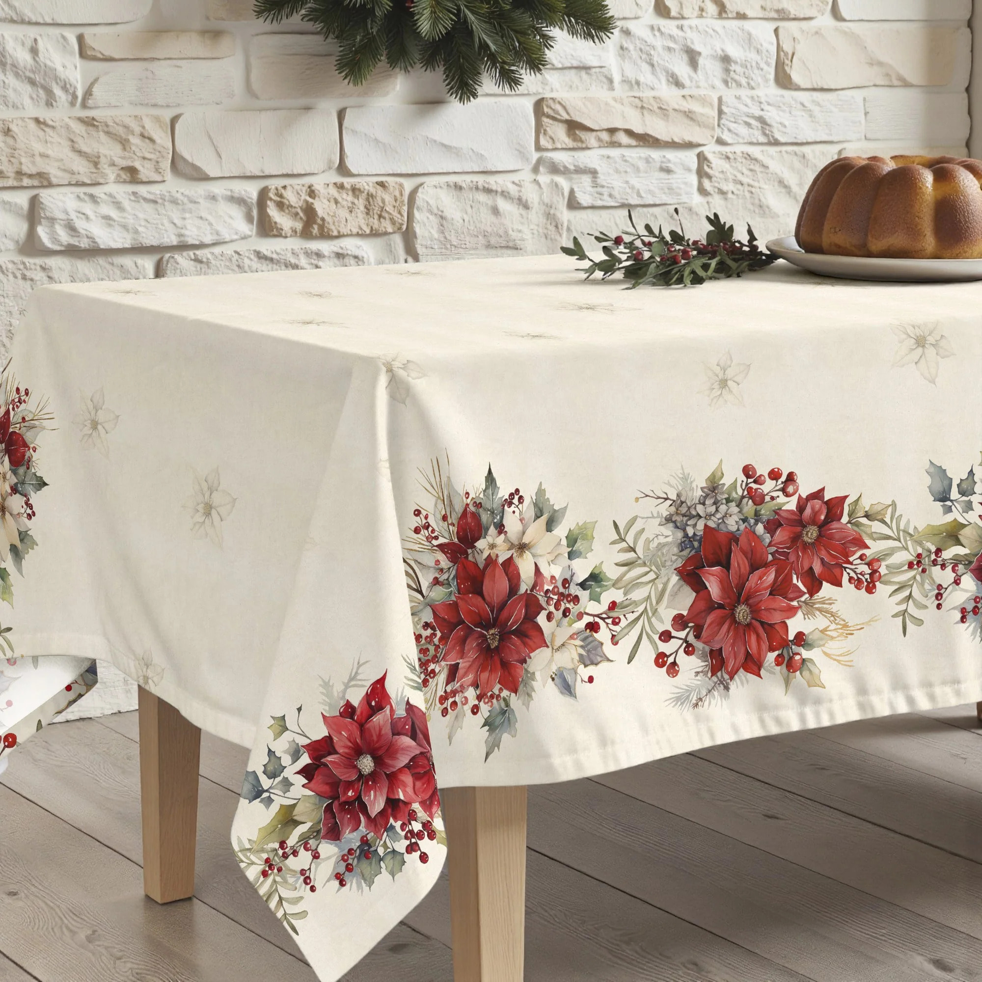 Nappe anti-taches Holiday ponsettia 1225