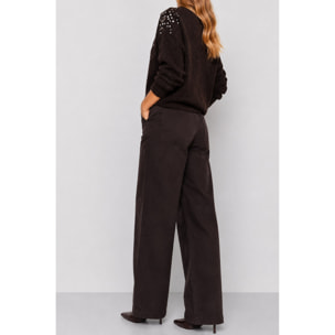 Kocca - Pantaloni da donna a vita alta e gamba larga in cotone Donna